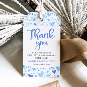 Blue Boy Little Sweetheart Valentine Baby Shower Gift Tags