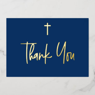 Blue Boy name First communion Thank You Gold Cross