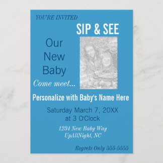 Blue Boy Photo Sip & Voir Invitation