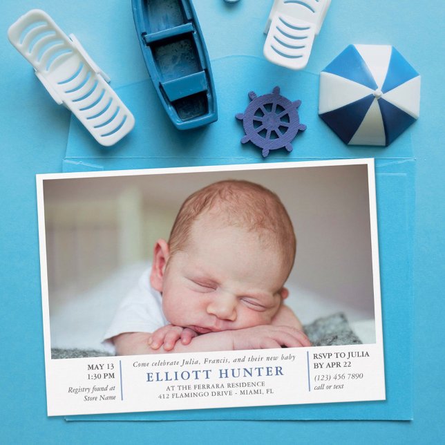Blue Boy Post Birth Baby Shower Photo Sip & See Invitation (Creator Uploaded)