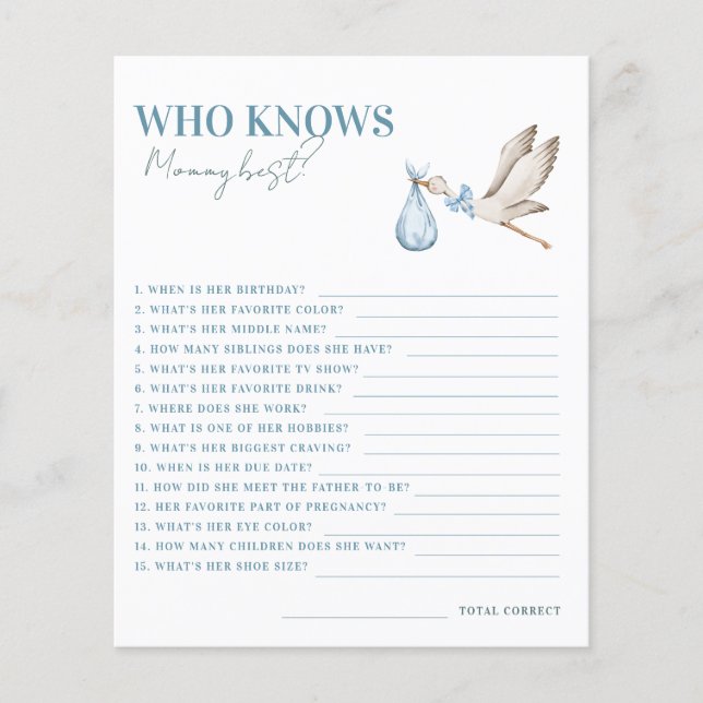 Blue Boy Stork Winter Who Knows Mommy Best Game (Front)