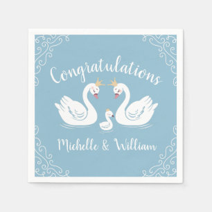Blue Boy Swan Baby Shower Napkin