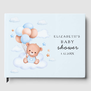 Blue Boy Teddy Bear Baby Shower Guest Book