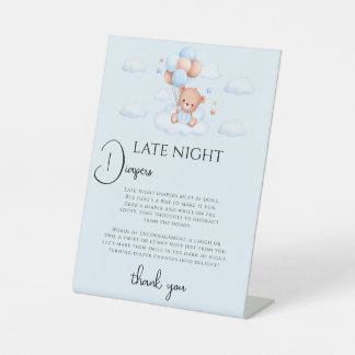 Blue Boy Teddy Bear Baby Shower Pedestal Sign