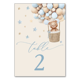 Blue Boy Teddy Bear Baby Shower Table Number