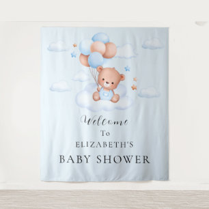 Blue Boy Teddy Bear Baby Shower Tapestry