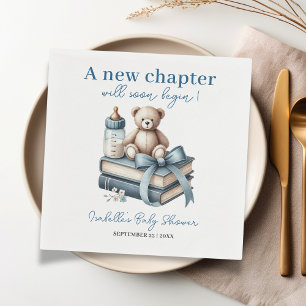 Blue Boy Teddy Bear Personalized Baby Shower Napkin
