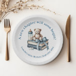 Blue Boy Teddy Bear Personalized Baby Shower  Paper Plate<br><div class="desc">Blue Boy Teddy Bear Personalized Baby Shower Paper Plates</div>