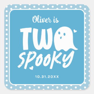 Blue Boy Two Spooky Halloween 2nd Birthday Square Sticker