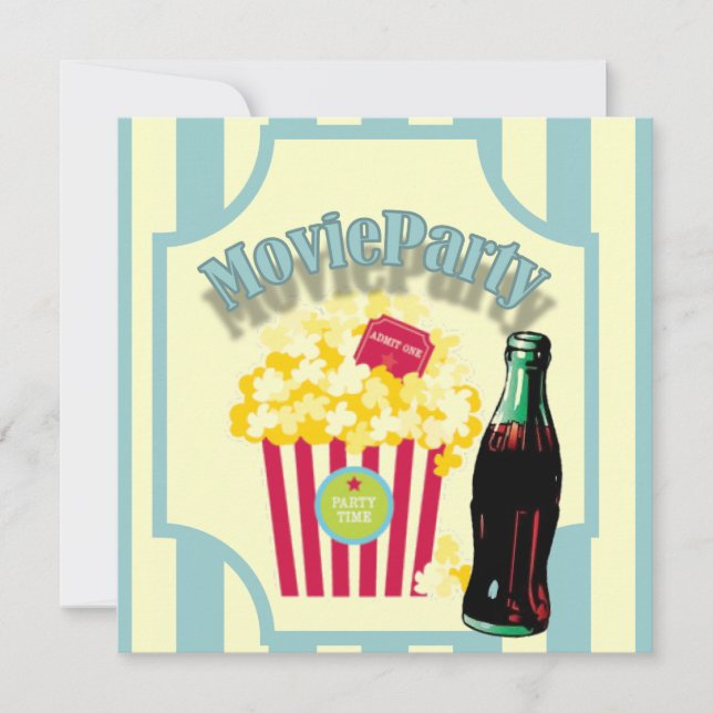 Blue Boys Movie Birthday Party Invitation (Front)