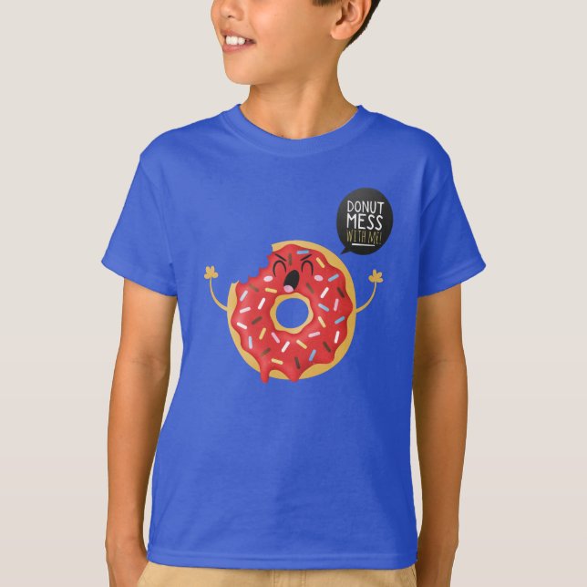 Blue Boys Shirt Cool Unisex Doughnut Mess With Me (Front)