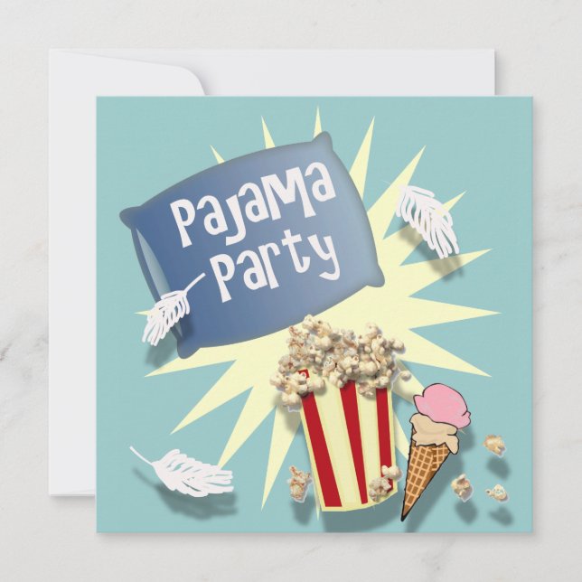 Blue Boys Sleepover Pajama Party Invitation (Front)