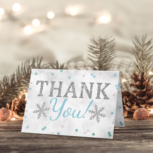 Blue Boy's Winter Christmas Baby Shower Thank You (Creator Uploaded)