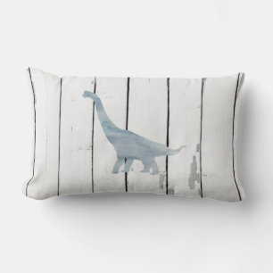 Blue Brachiosaurus Dinosaur Shiplap Rustic Decor Lumbar Pillow