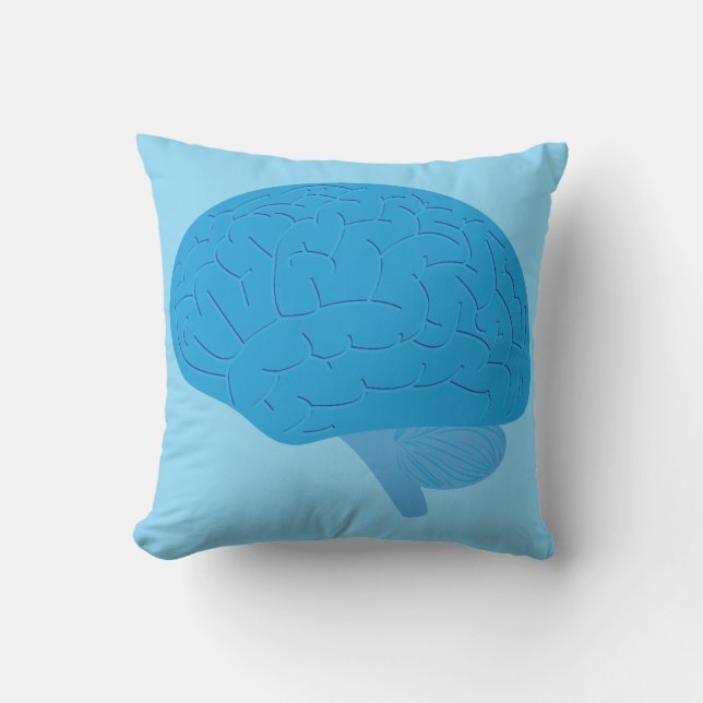 Blue Brain Throw Pillow (Front)