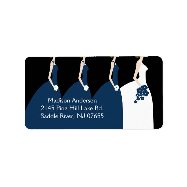 Blue Bride & Bridesmaids Return Address Label (Front)