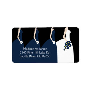 Blue Bride & Bridesmaids Return Address Label