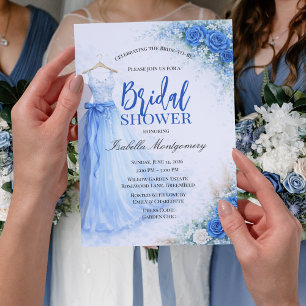 Blue Bridesmaid Dress Bridal Shower Invitation