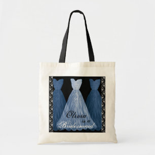BLUE Bridesmaid Dresses Cotton Tote Bag