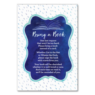 Blue Bring a Book Baby Boy Shower Insert Card