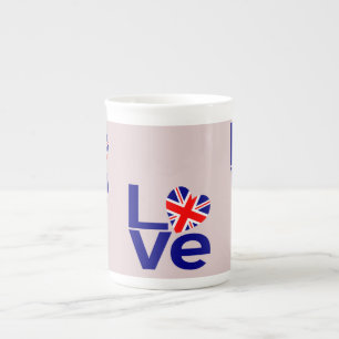 Blue British LOVE Bone China Mug