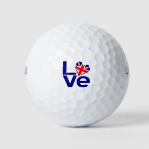 Blue British LOVE Heart Flag Golf Balls