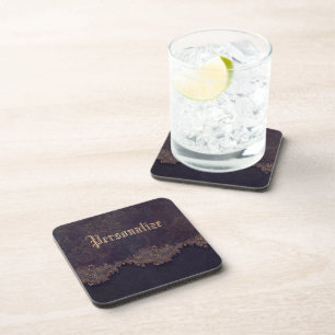 Blue Brocade Coaster Set