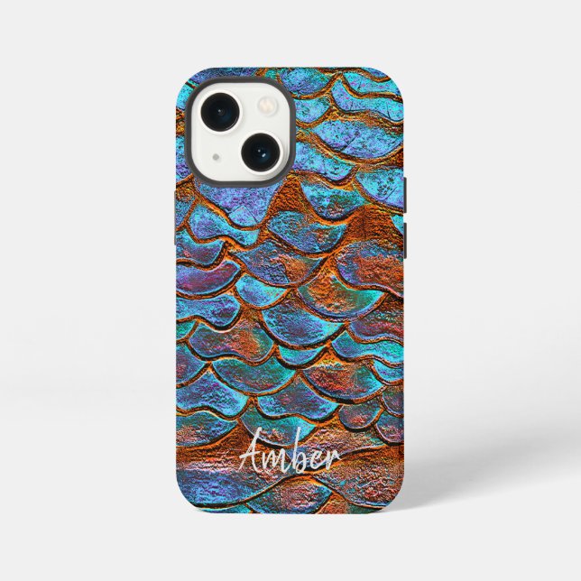 Blue Bronze Copper Metallic Pattern Personalized C iPhone Case (Back)