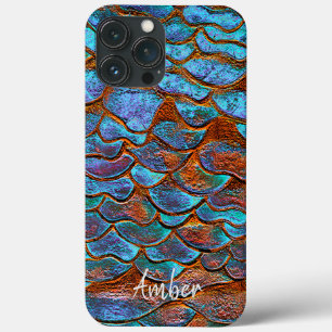 Blue Bronze Copper Metallic Pattern Personalized iPhone 13 Pro Max Case