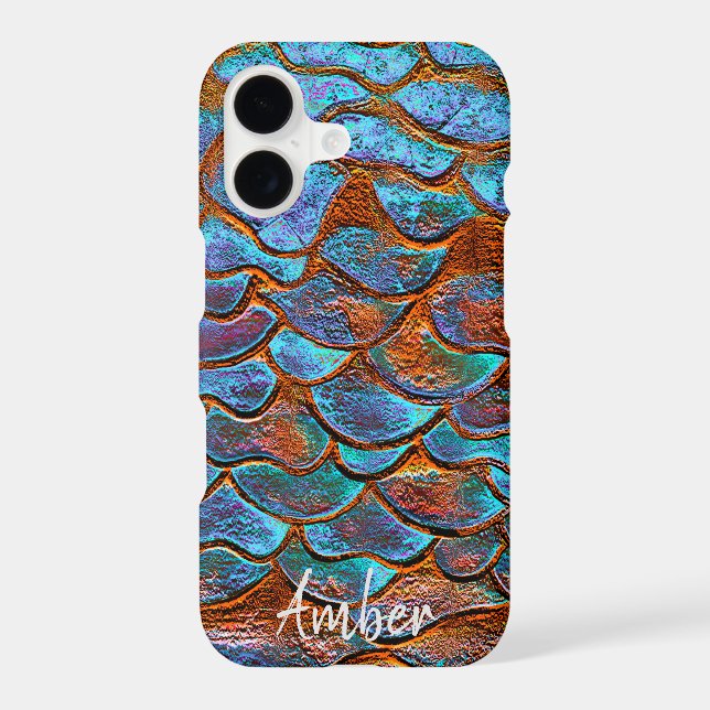 Blue Bronze Copper Metallic Pattern Personalized iPhone Case (Back)