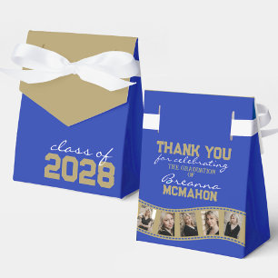 Blue & Bronze Gold Photo Collage Filmstrip Favor Box