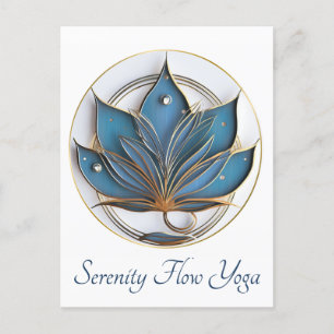 Blue Brown Abstract Lotus Flower Elegant stylish Postcard