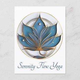 Blue Brown Abstract Lotus Flower Elegant stylish Postcard