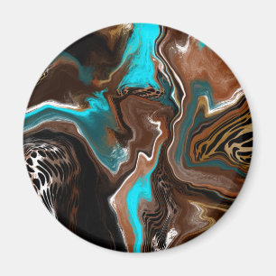 Blue, Brown and Black Abstract Art Magnet