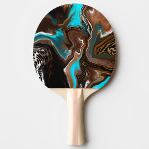 Blue, Brown and Black Abstract Art Ping Pong Paddle
