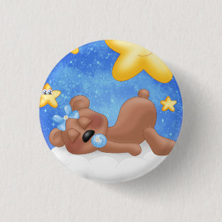 Blue Brown Bear 1 Inch Round Button