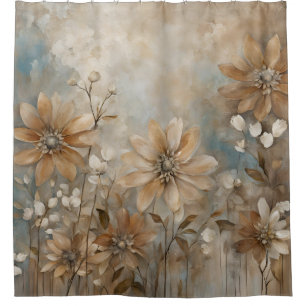 Blue Brown Beige Farmhouse Floral 