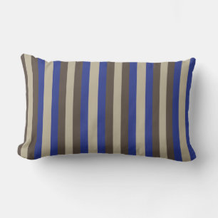 Blue Brown Beige Vertical Stripe Lumbar Pillow