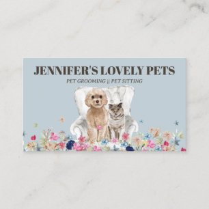 Blue Brown Cat Dog Pet Business Card
