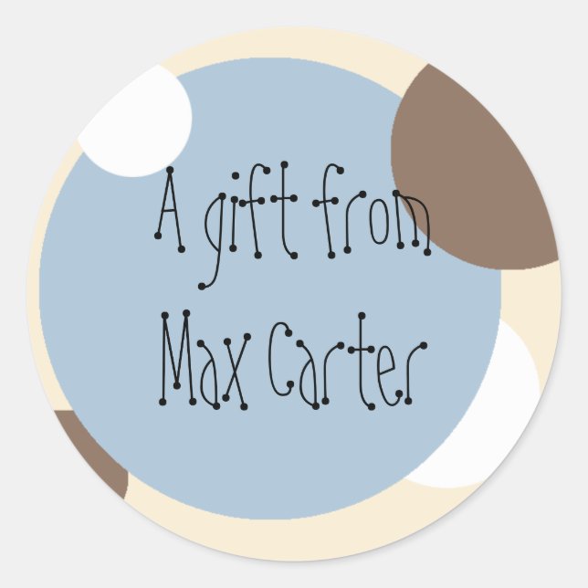 Blue & Brown Circles Gift Sticker (Customizable) (Front)