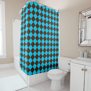 Blue Brown Diamond Chequered Pattern