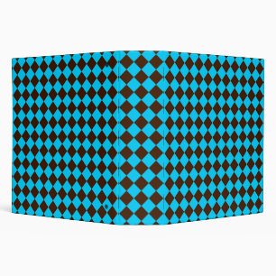 Blue Brown Diamond Chequered Pattern Binder
