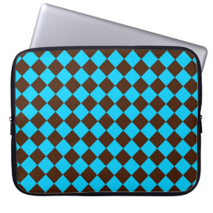 Blue Brown Diamond Chequered Pattern Laptop Sleeve