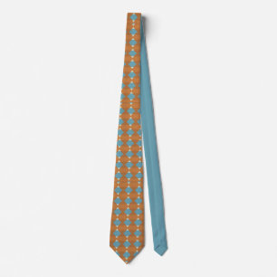 Blue & Brown Diamond Pattern Men's Tie
