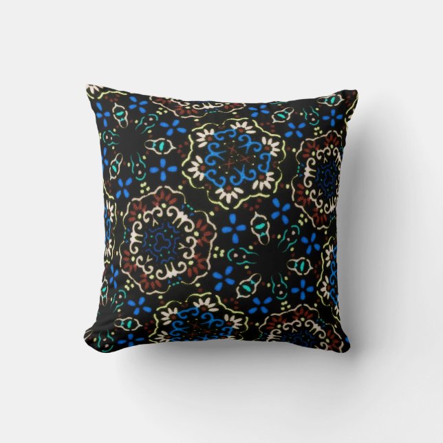 blue brown dress pillow (Front)