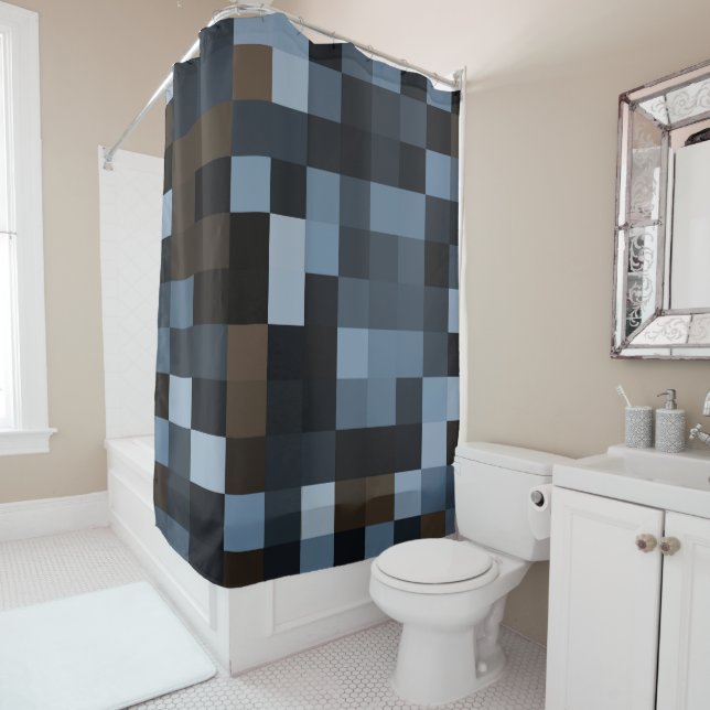 blue, brown, fabric, textile, design, plaid, (In Situ)