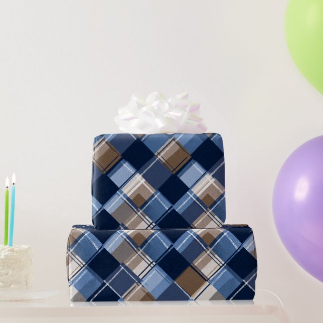 Blue & Brown Father’s Day Pattern  Wrapping Paper (Party Gifts)