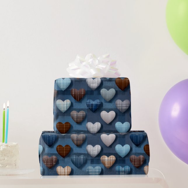 Blue & Brown Father’s Day Pattern  Wrapping Paper (Party Gifts)