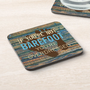 Blue Brown Faux Weathered Wooden Plank Pattern Coaster