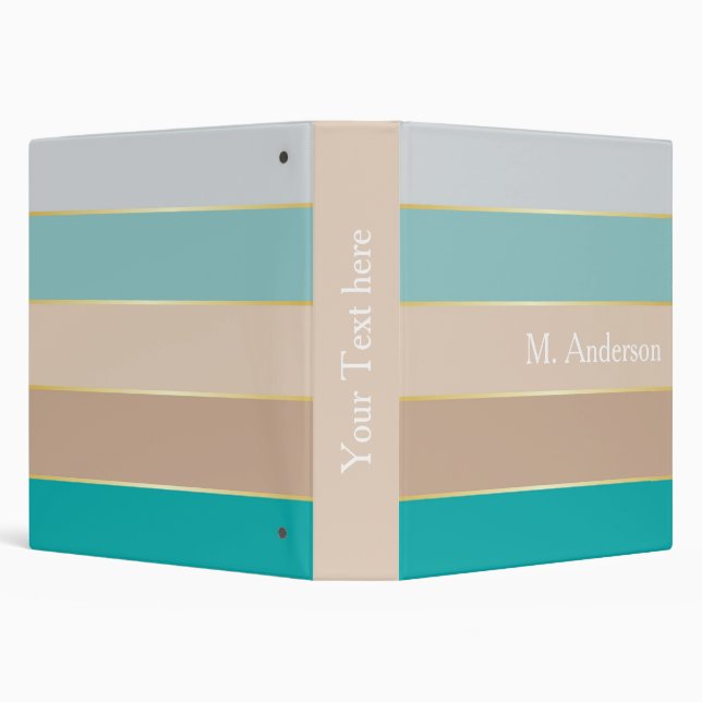 Blue Brown gold Custom Summer Colour Block Stripes Binder (Background)
